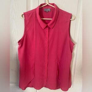 Laura Petites Women's Polyester Short Sleeve Pink Blouse